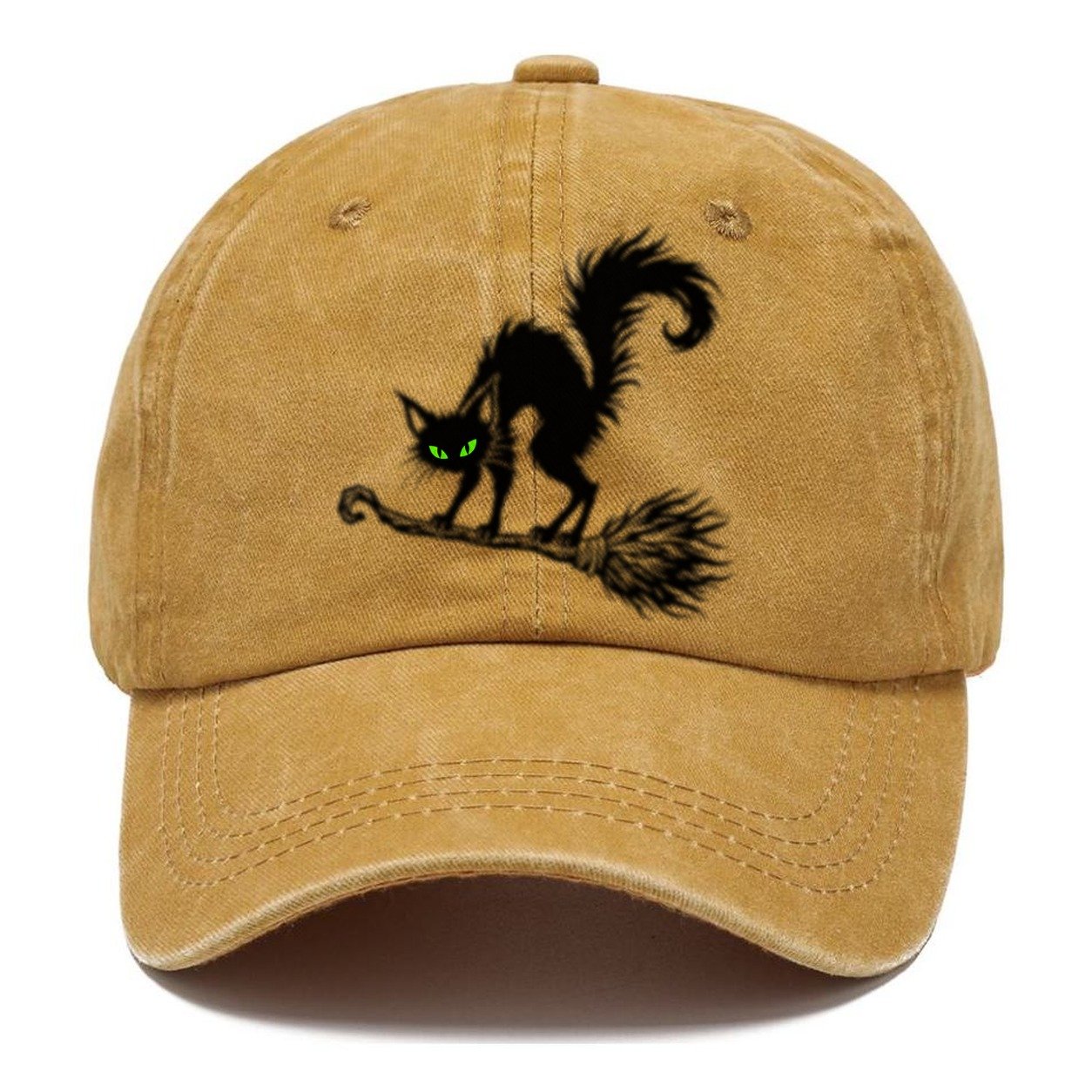 Black Cat Arched On A Broomstick Witch Magic Classic Cap – Golden Harvest
