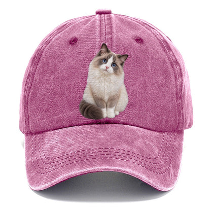 Ragdoll Seated Portrait Realistic Cat Portrait Classic Cap – Dusty Rose