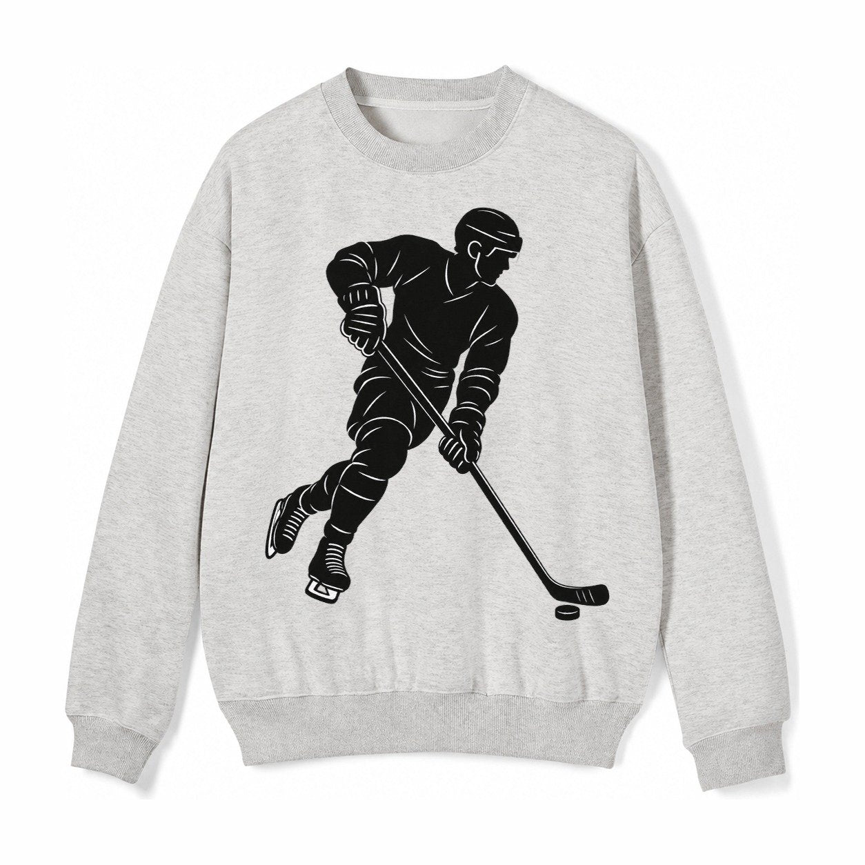 Ice Hockey Player Fleece Sweatshirt – Light Gray