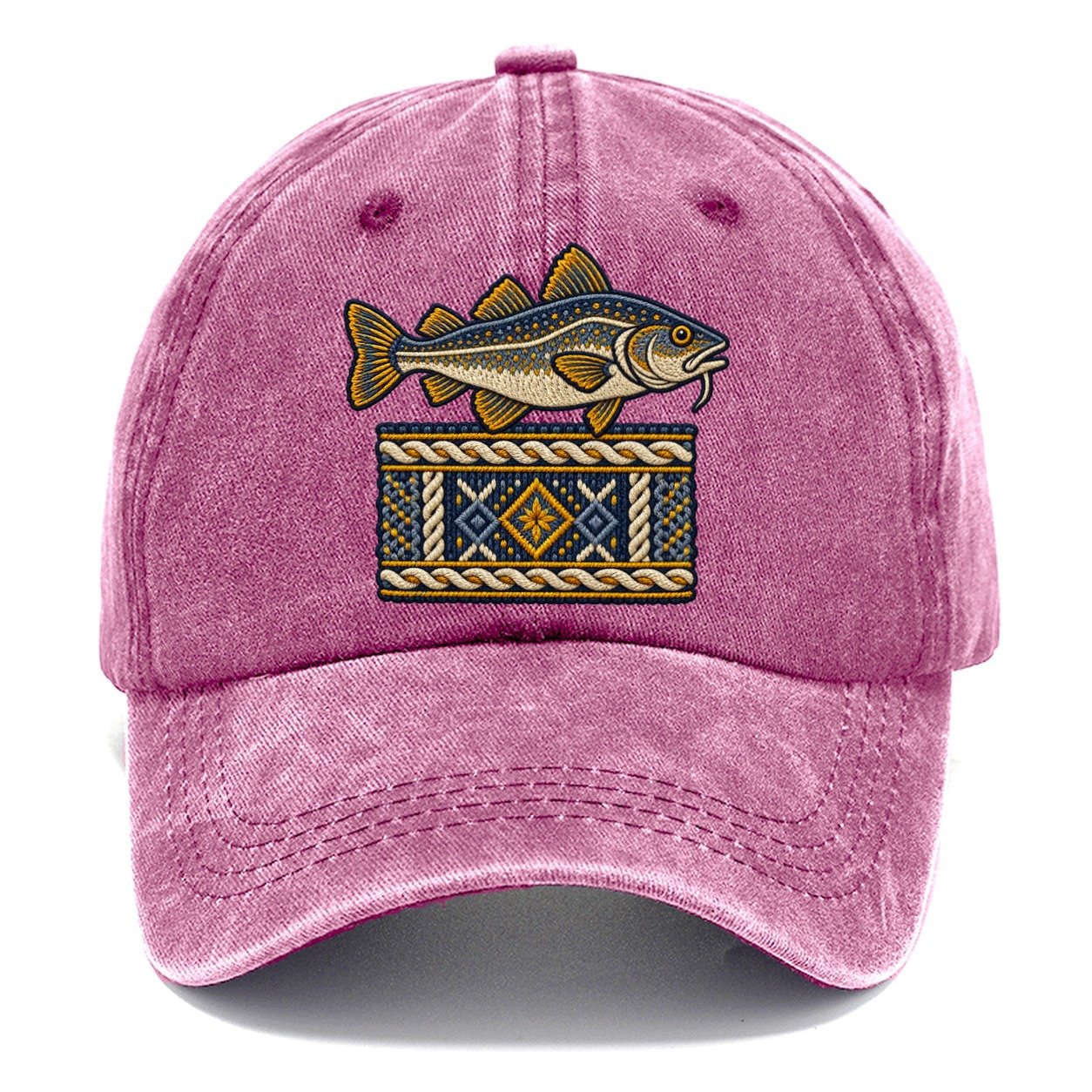 Fisherman S Gansey Knit And Cod Uk Culture Heritage Classic Cap – Dusty Rose