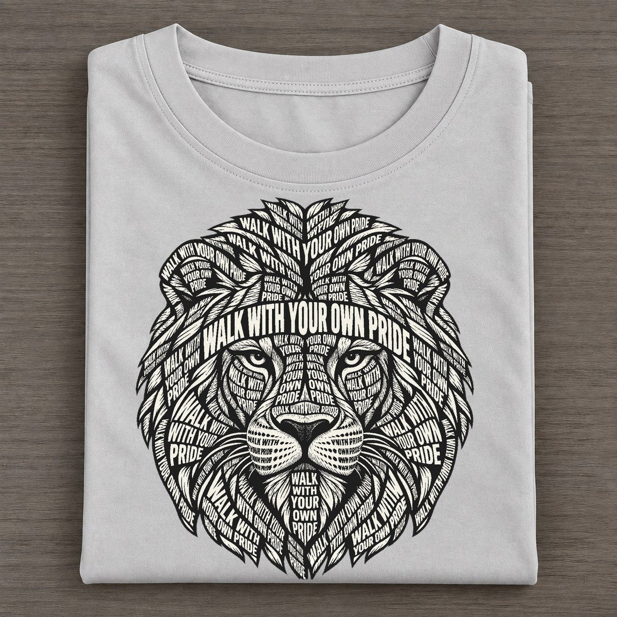 Lion Head Geometry Phrase Silhouette Classic T-shirt – Grey