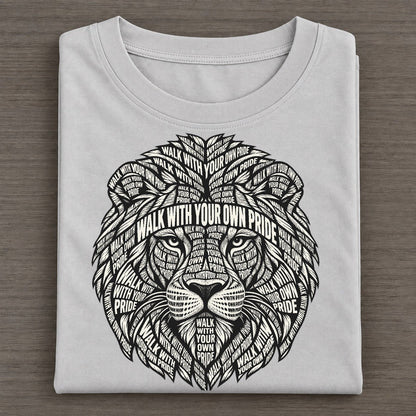 Lion Head Geometry Phrase Silhouette Classic T-shirt – Grey
