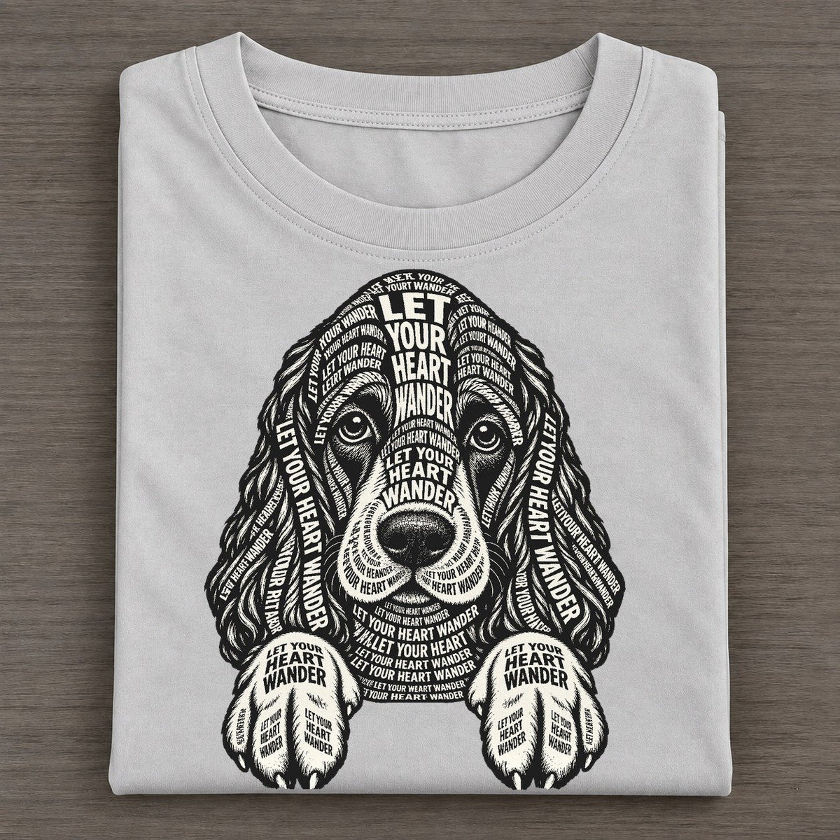 Spaniel Paws Over Edge Phrase Silhouette Classic T-shirt – Grey