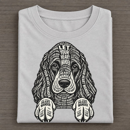 Spaniel Paws Over Edge Phrase Silhouette Classic T-shirt – Grey