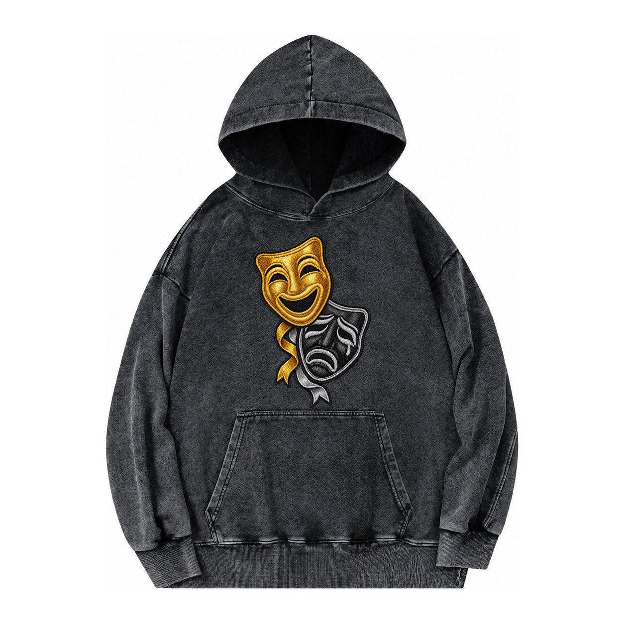 Broadway Masks Vintage Washed Hoodie – Black
