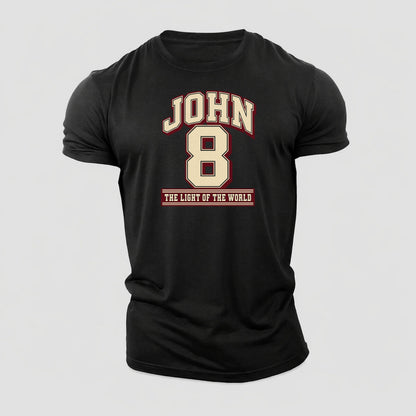 John 8 Varsity Chapel Varsity Cotton T-Shirt – Black