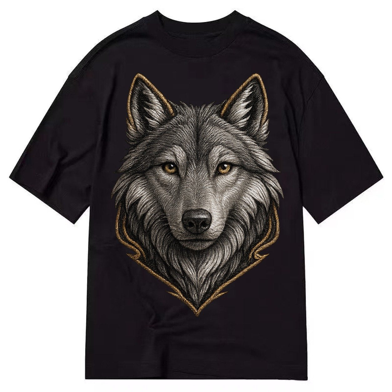 Wolf Totem Spirit Animal Silver Gray Thread Loyalty And Stre Classic T-shirt – Black