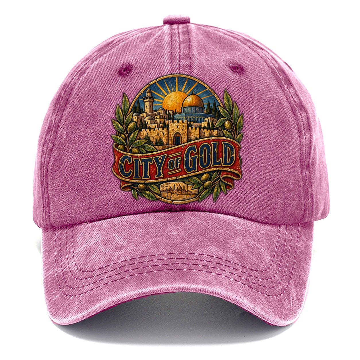City Of Gold Lettering Jerusalem Classic Cap – Dusty Rose