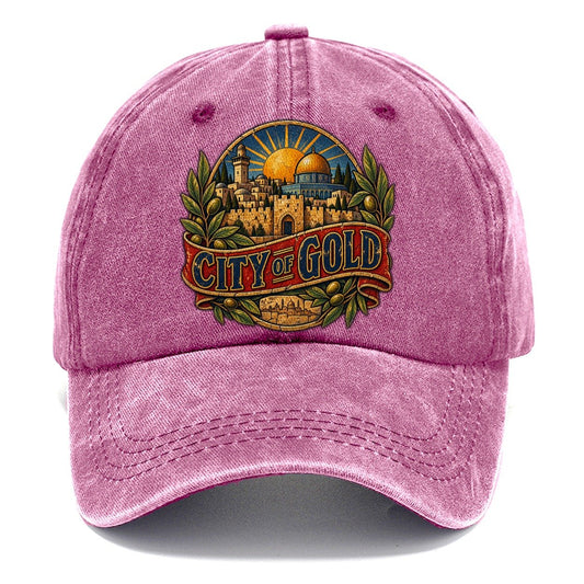 City Of Gold Lettering Jerusalem Classic Cap – Dusty Rose