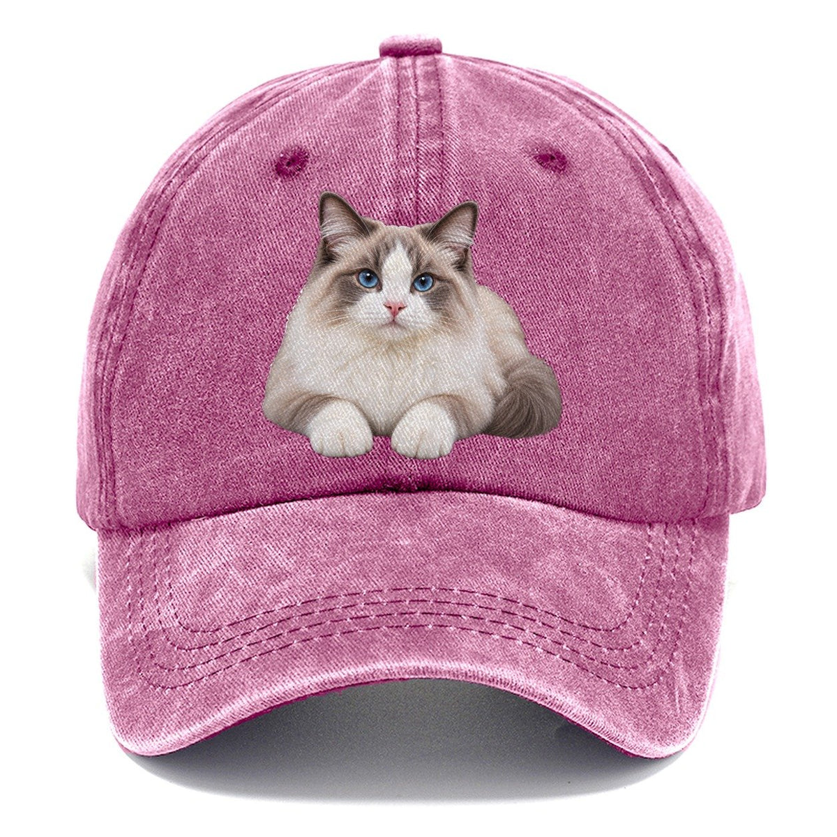 Ragdoll Reclining Paws Forward Realistic Cat Portrait Classic Cap – Dusty Rose