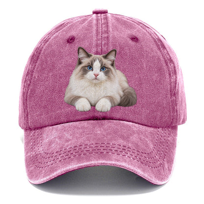Ragdoll Reclining Paws Forward Realistic Cat Portrait Classic Cap – Dusty Rose