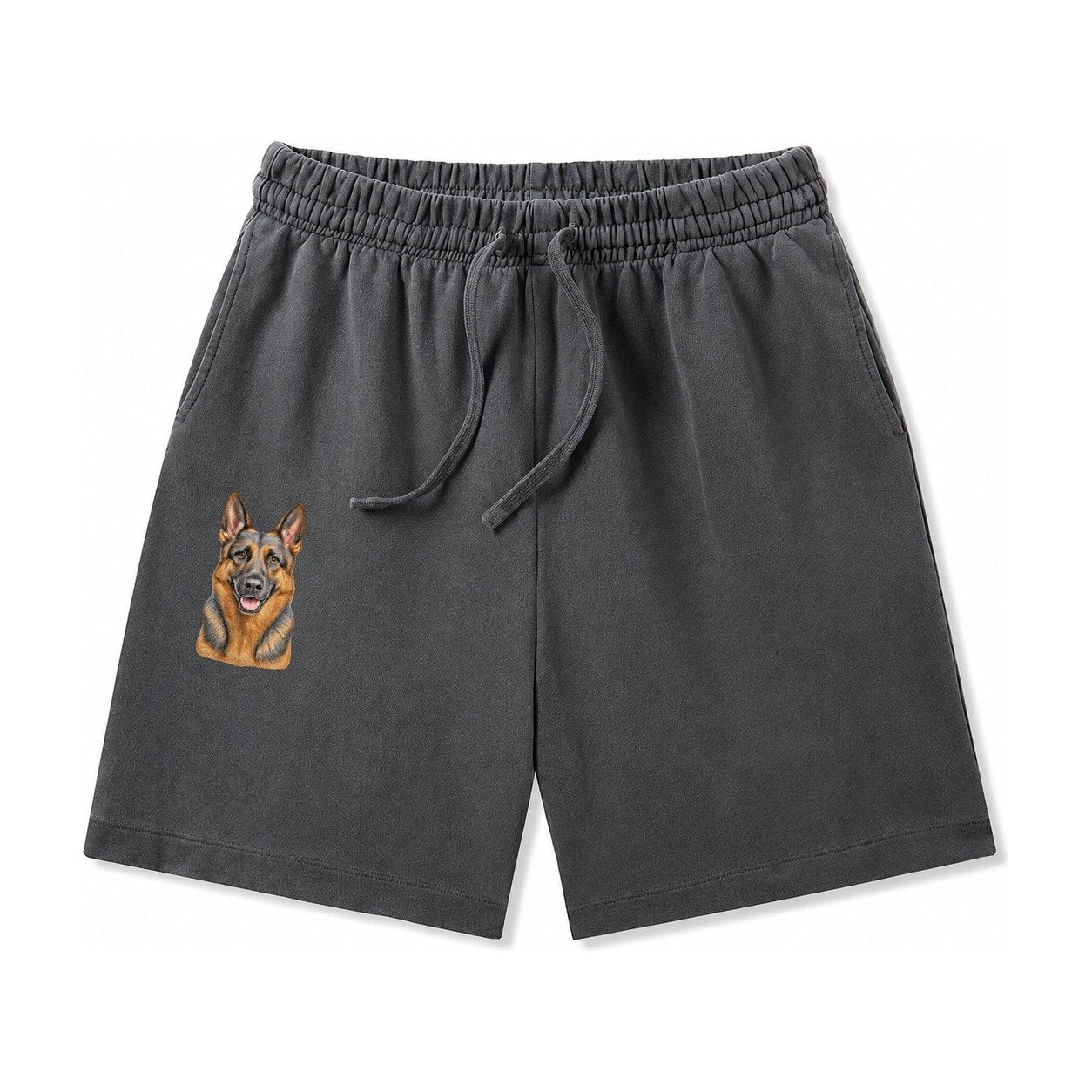 German Shepherd Portrait Washed Shorts – Dark Gray