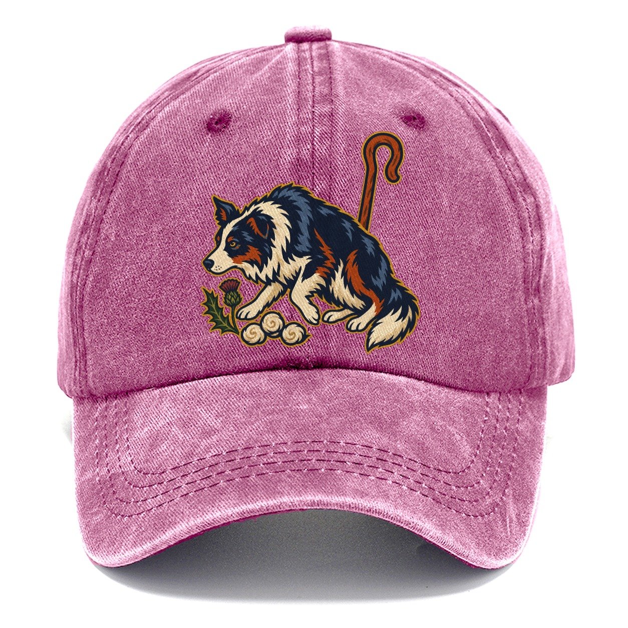 Shepherd Crook Sheepdog And Wool Sprig Uk Culture Heritage Classic Cap – Dusty Rose
