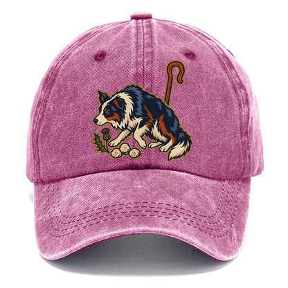 Shepherd Crook Sheepdog And Wool Sprig Uk Culture Heritage Classic Cap – Dusty Rose