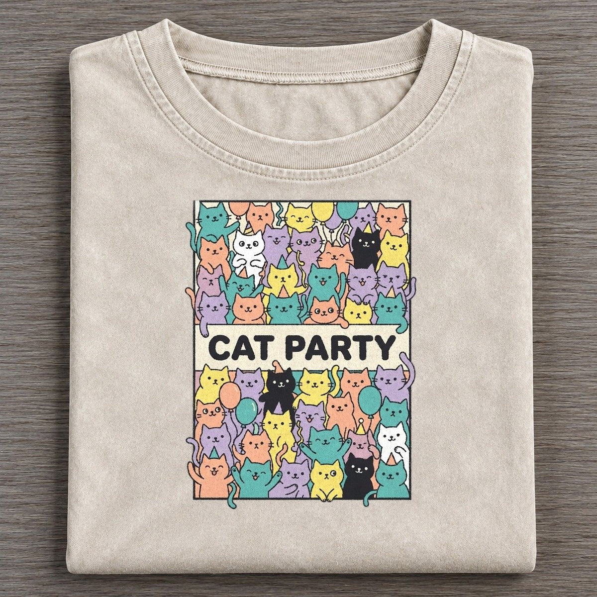 Cat Party Overcatted Vintage T-shirt – Off White