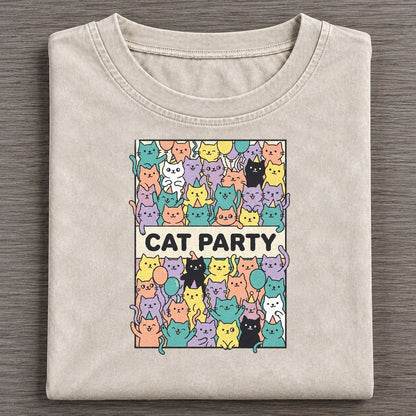 Cat Party Overcatted Vintage T-shirt – Off White