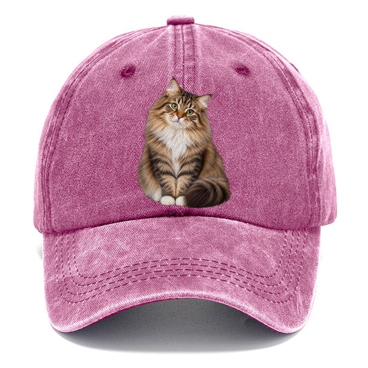 Siberian Seated Portrait Realistic Cat Portrait Classic Cap – Dusty Rose