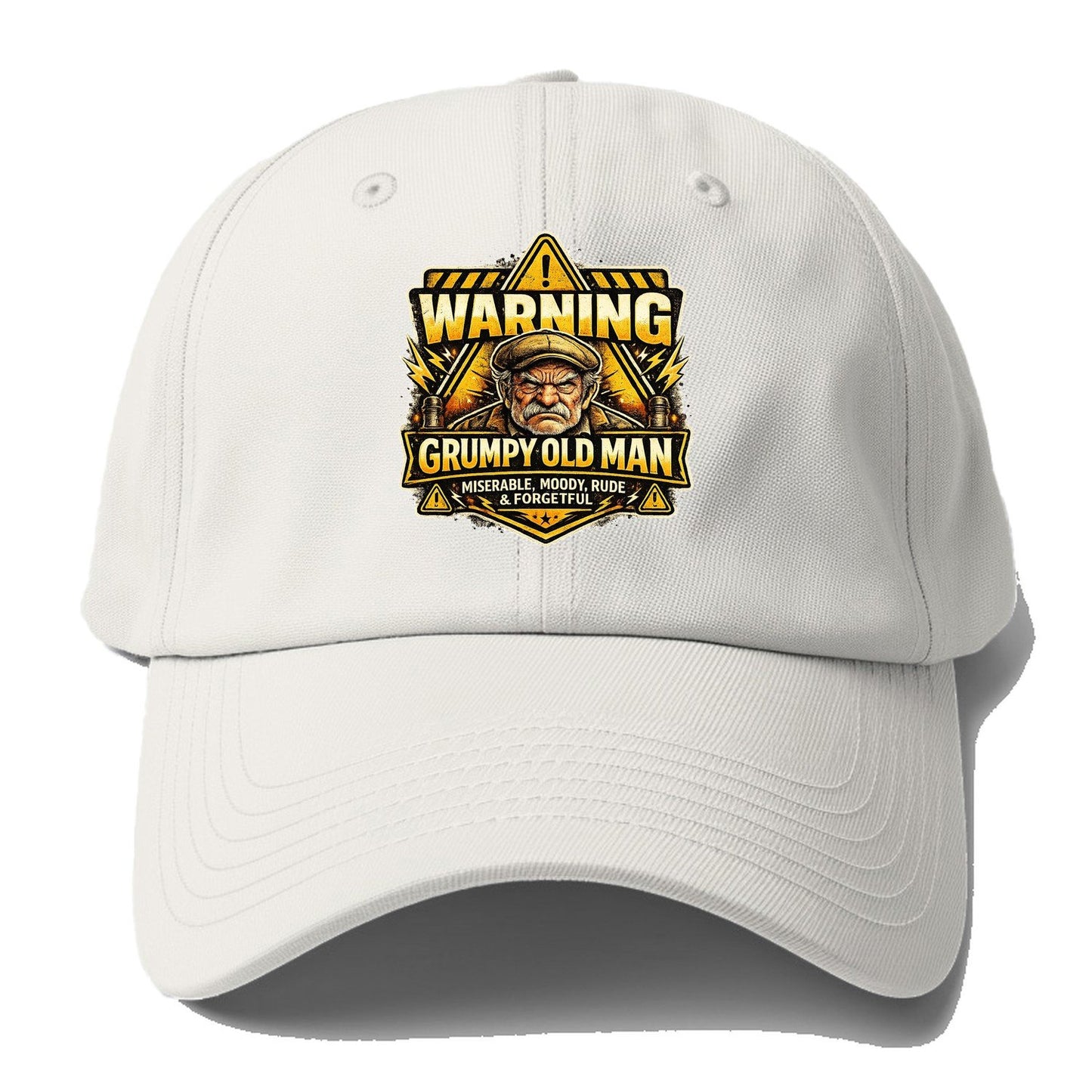 Warning Grumpy Old Man Baseball Cap – Off White