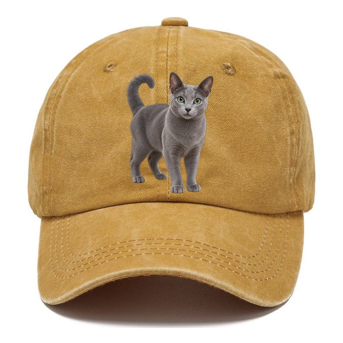 Russian Blue Standing Three Quarter Realistic Cat Portrait Classic Cap – Golden Harvest