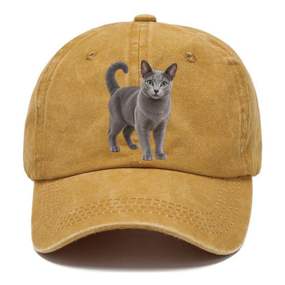 Russian Blue Standing Three Quarter Realistic Cat Portrait Classic Cap – Golden Harvest