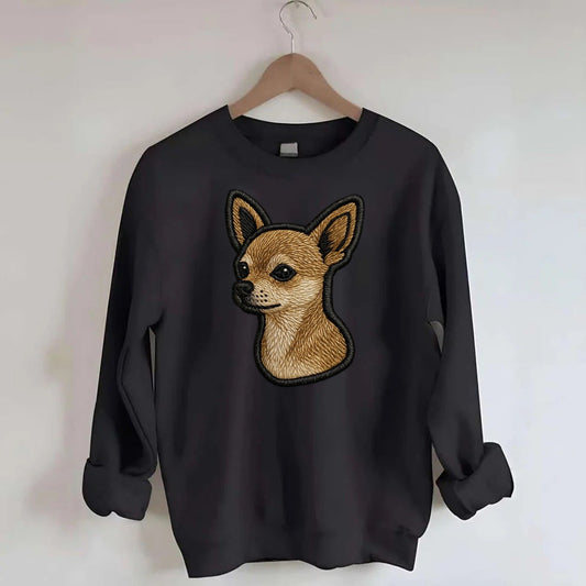 Chihuahua Modern Tiny Dog Logo With Bo Crewneck Sweatshirt – Black