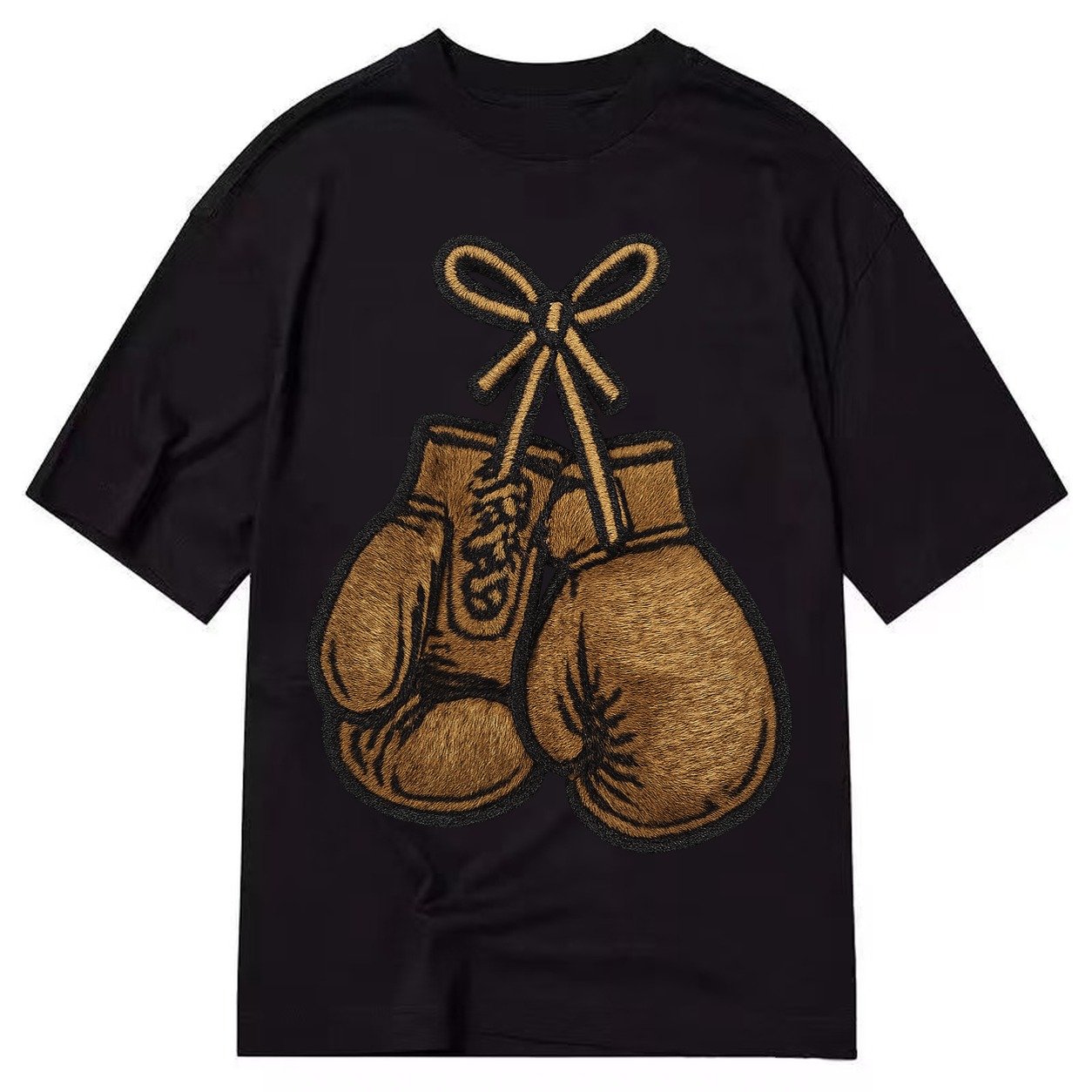 Boxing Gloves Vintage Leather Boxing Gloves With Laces Cross Classic T-shirt – Black