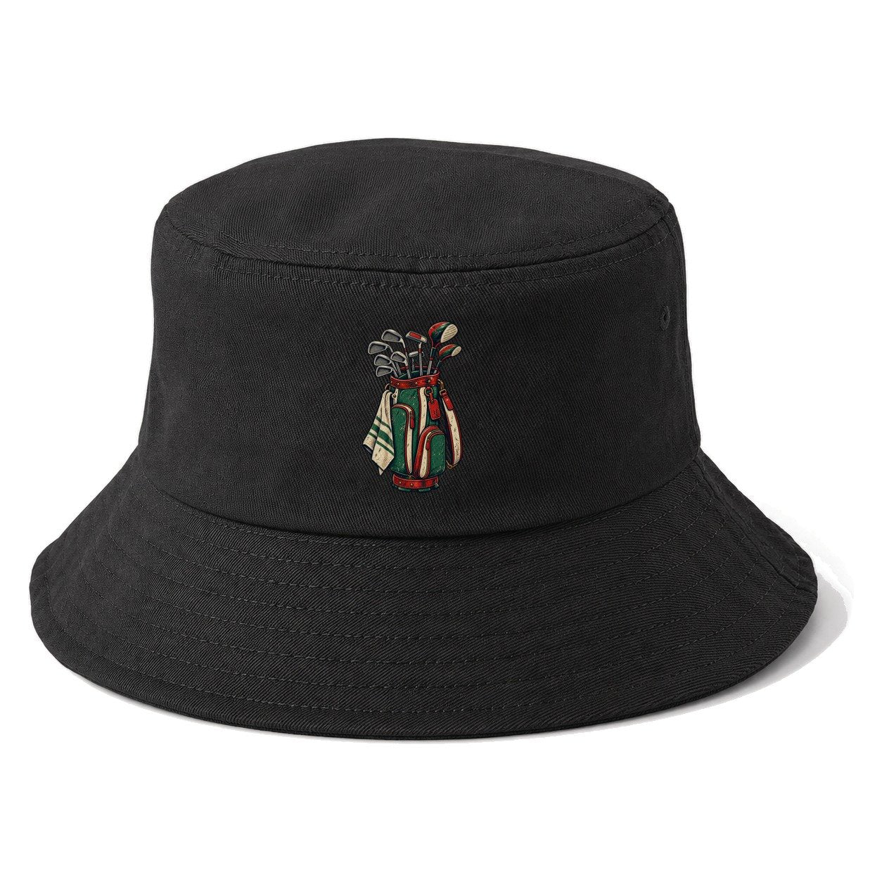 Bag And Clubs Stack Golf Life Bucket Hat – Black