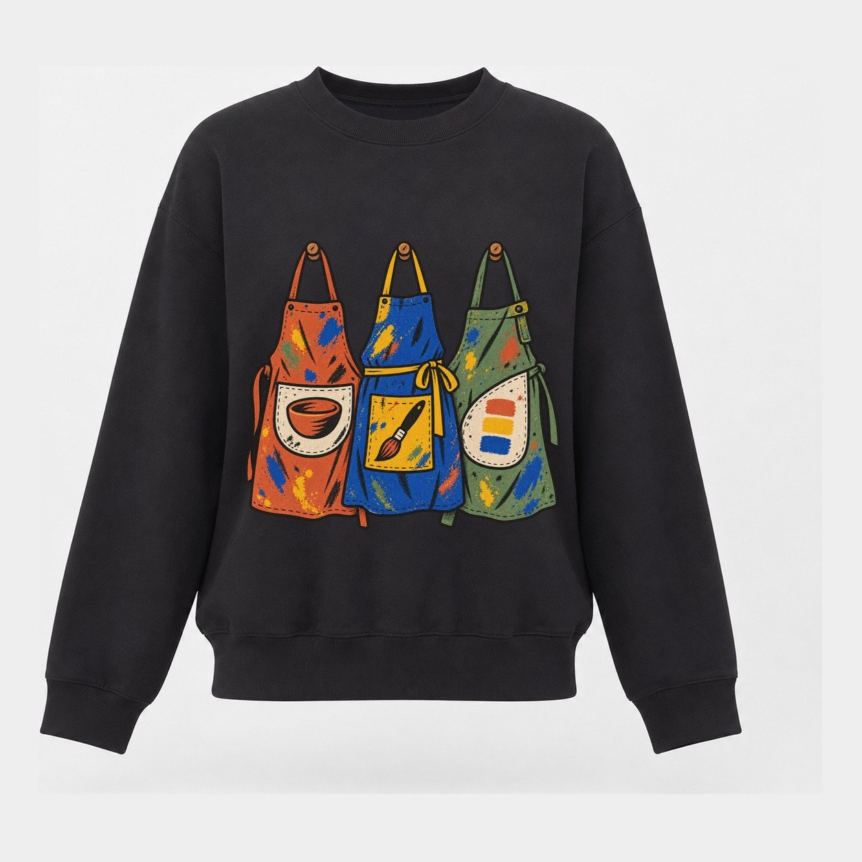 Class Apron Row Clay Color Makers Women's Crewneck Sweatshirt – Black