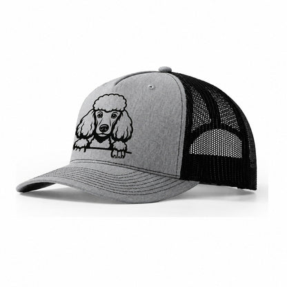 Standard Poodle Elaborate Grooming Pompoms On Paws Intellige Trucker Hat – Sport Grey-Black