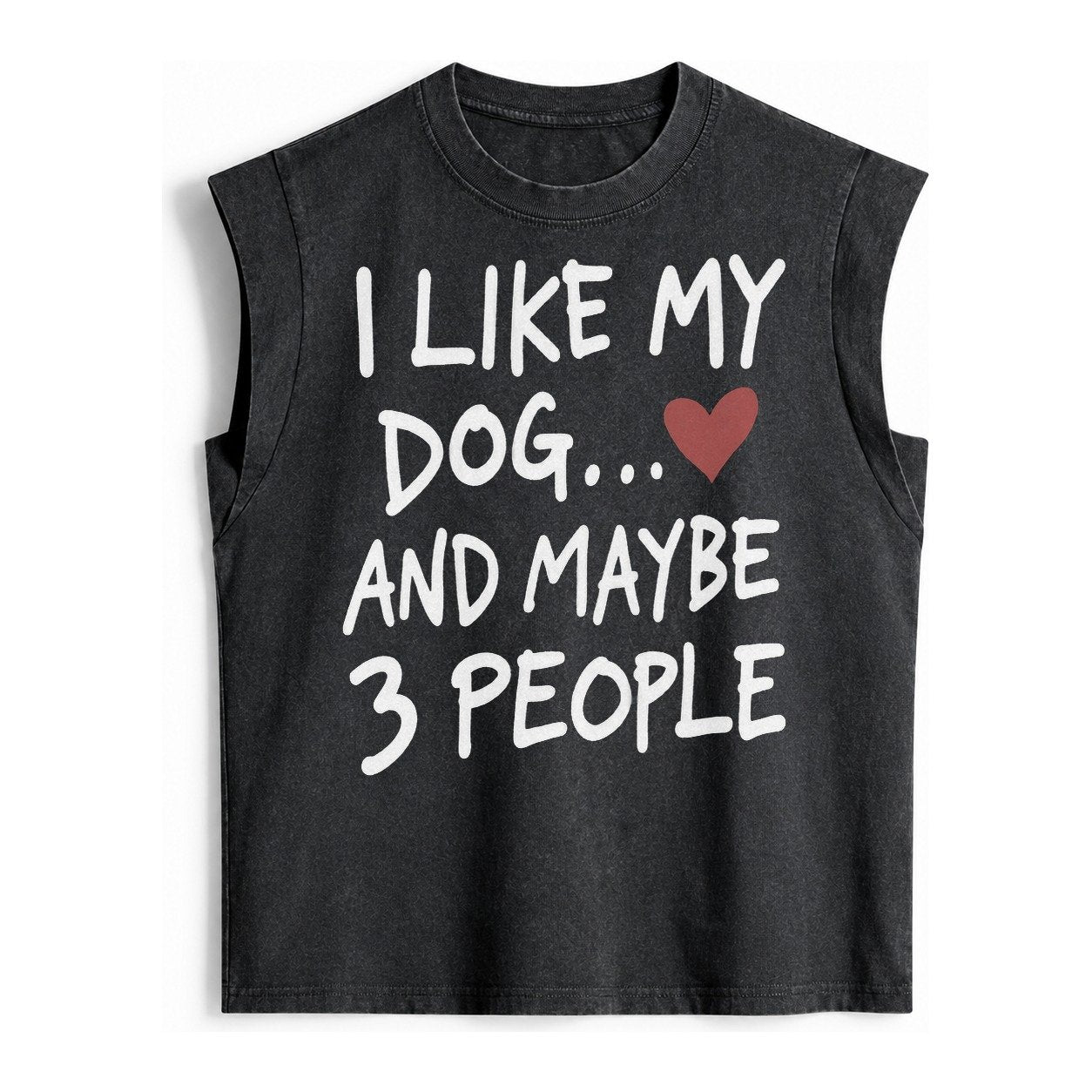 I Like My Dog And Maybe 3 People Vintage Washed Tank – Black