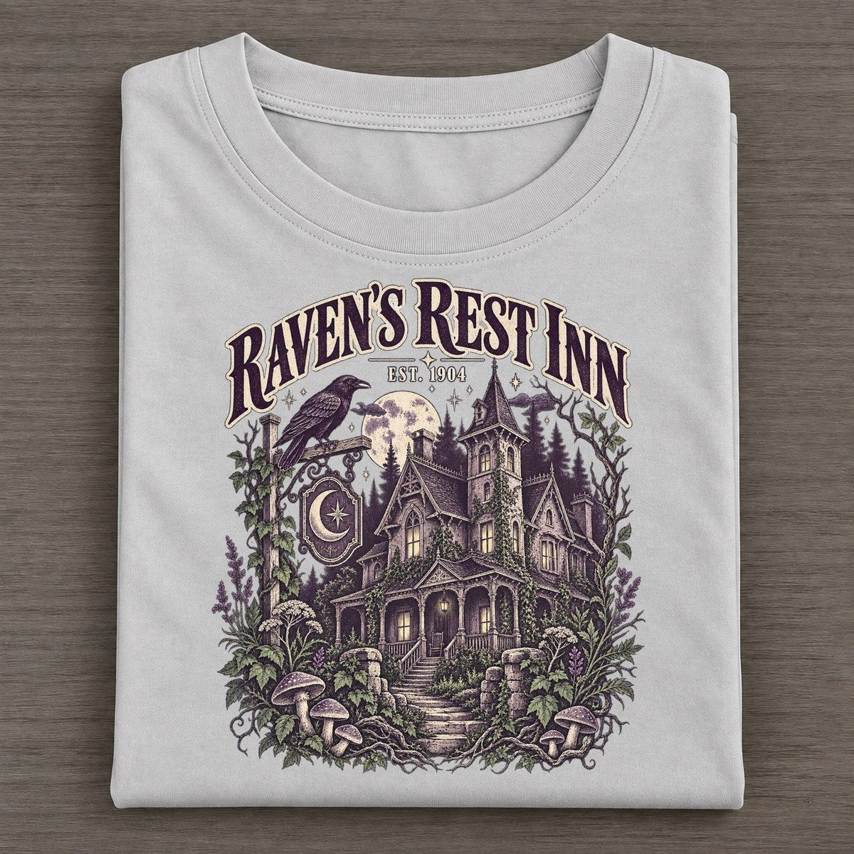 Ravens Rest Inn Midnight Haunt Classic T-shirt – Grey