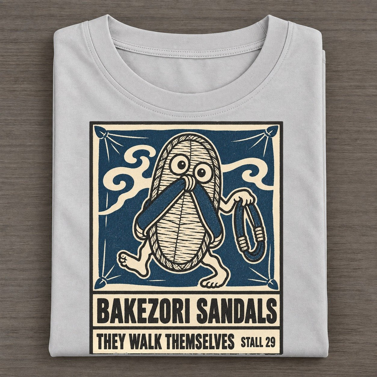 Bakezori Sandals Yokai Night Market Classic T-shirt – Grey