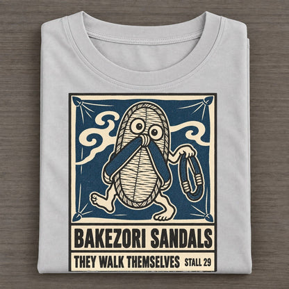 Bakezori Sandals Yokai Night Market Classic T-shirt – Grey