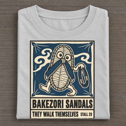 Bakezori Sandals Yokai Night Market Classic T-shirt – Grey