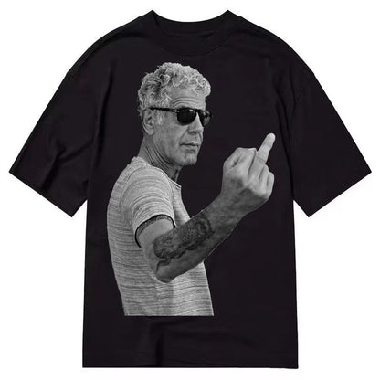 Anthony Bourdain Middle Finger Classic T-shirt – Black