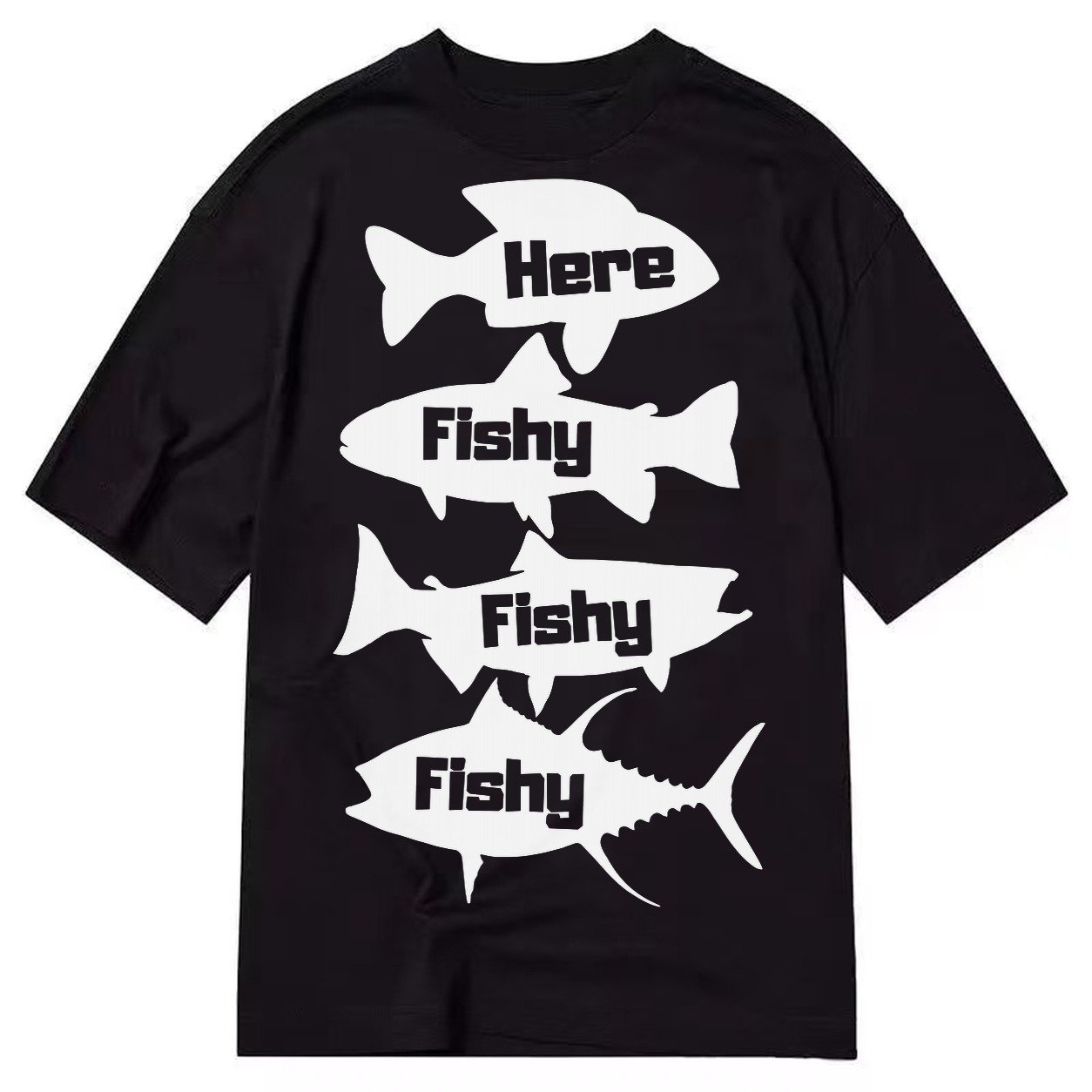 Here Fishy Fishy Fishy Classic T-shirt – Black