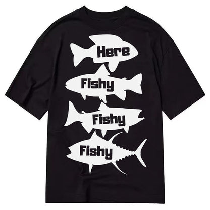 Here Fishy Fishy Fishy Classic T-shirt – Black