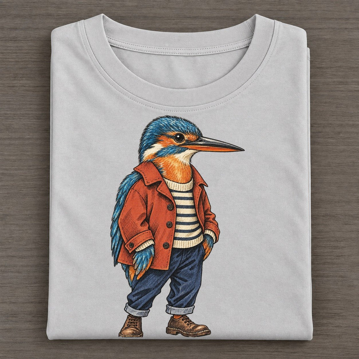 Kingfisher Wardrobe Portrait Wild Wardrobe Portraits Classic T-shirt – Grey