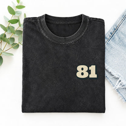 Number 81 Left Chest Vintage T-shirt – Black