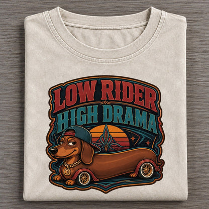 Low Rider High Drama Dachshund Vintage T-shirt – Off White