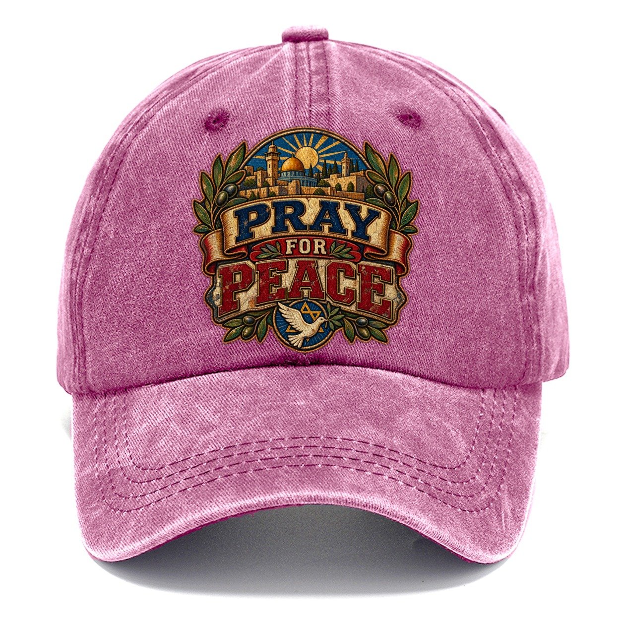 Pray For Peace Lettering Jerusalem Classic Cap – Dusty Rose