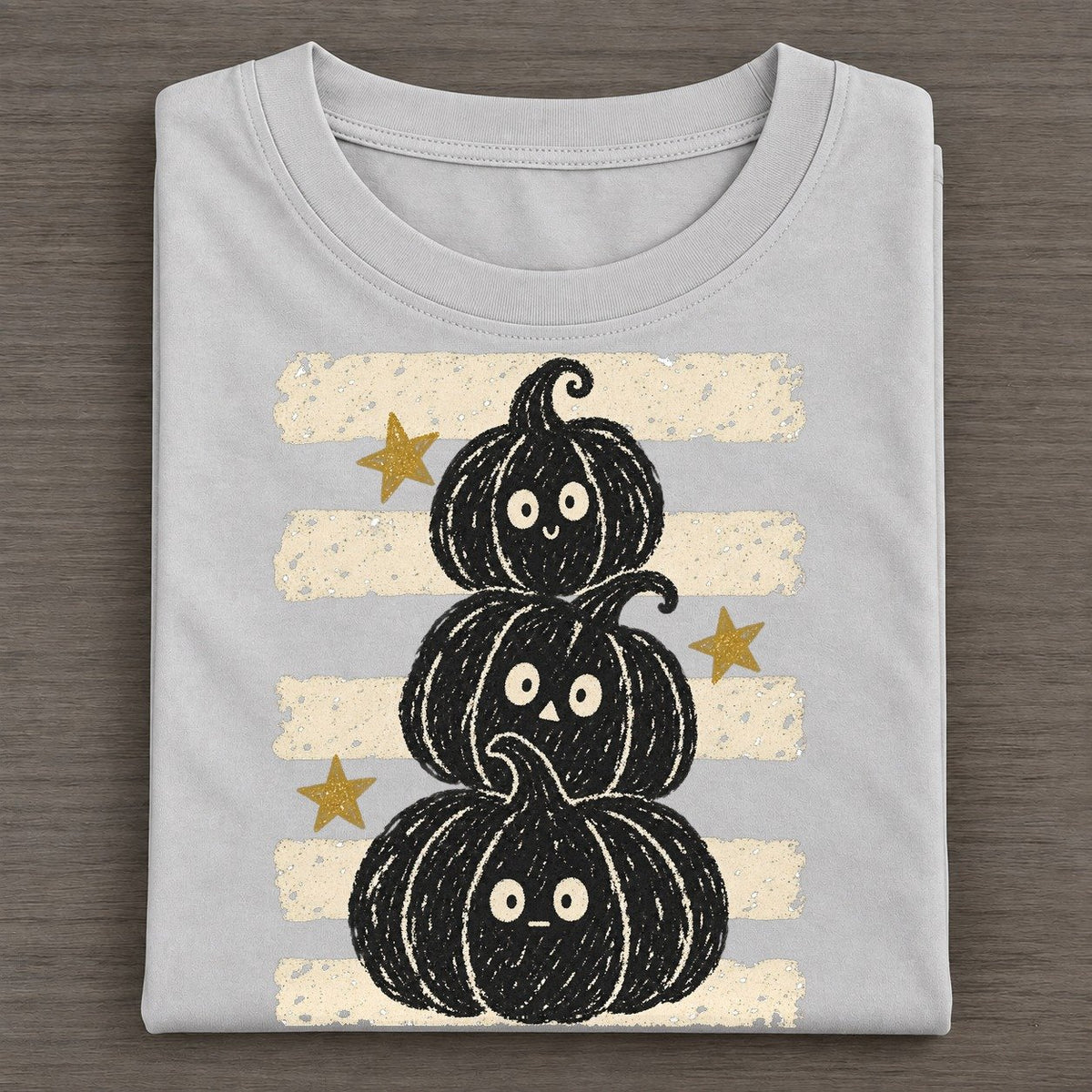 Chalk Jack O Lanterns Night Stripes Classic T-shirt – Grey