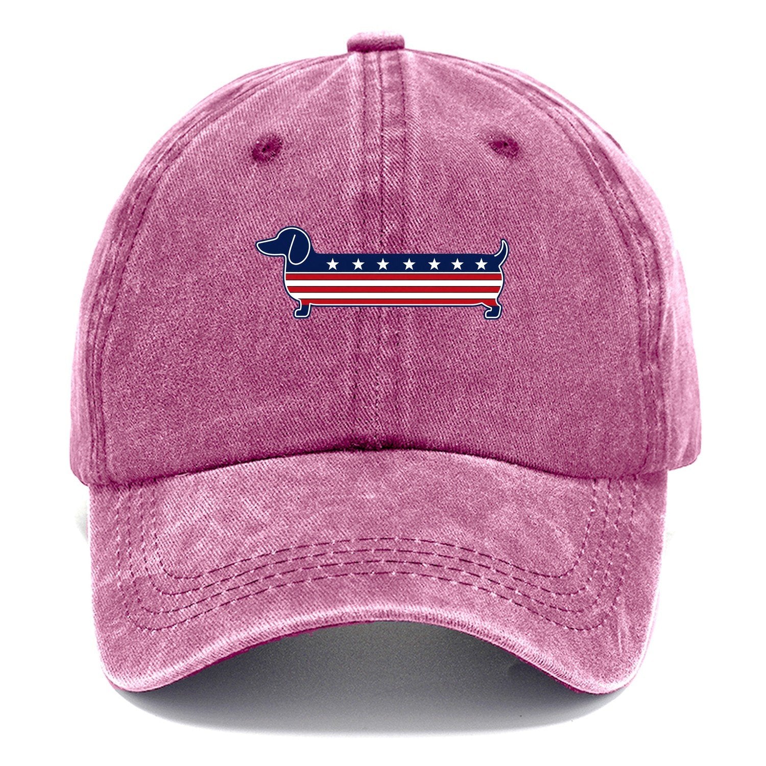 Patriotic Dachshund Flag Stripe Classic Cap – Dusty Rose