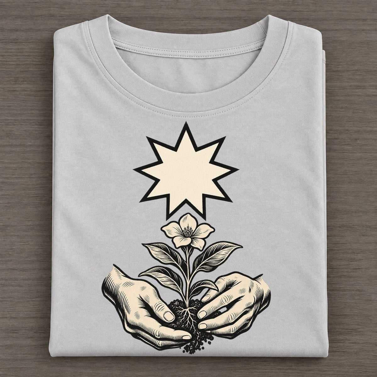 Bahai Nine Point Star And Garden World Faiths Ink Figures Classic T-shirt – Grey
