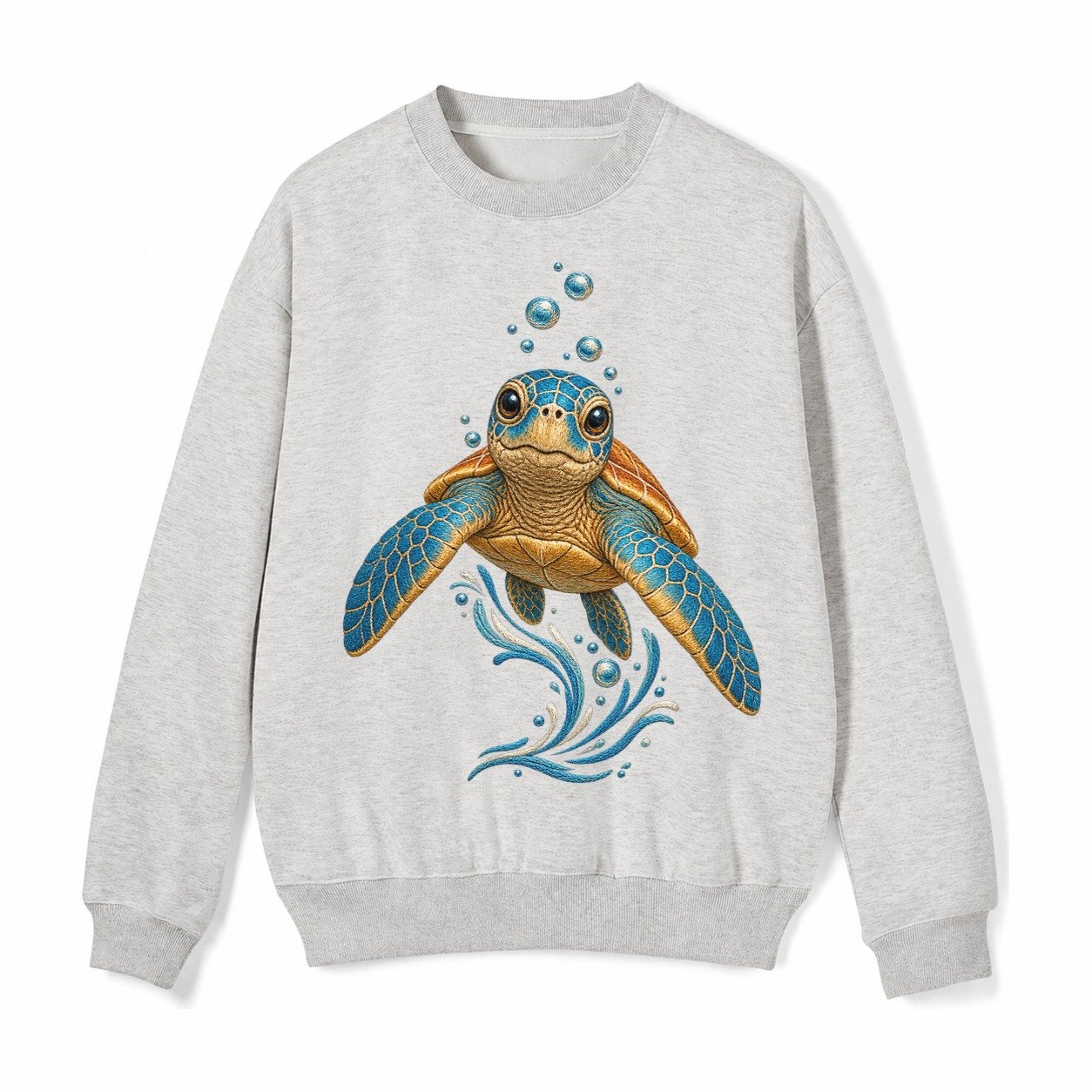 Sea Turtle Serenity Fleece Sweatshirt – Light Gray
