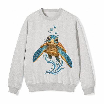 Sea Turtle Serenity Fleece Sweatshirt – Light Gray