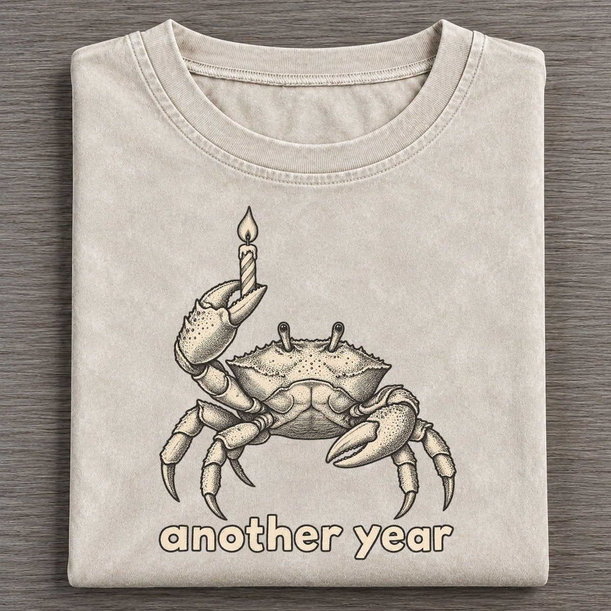Crab Another Year Unbothered Creatures Vintage T-shirt – Off White