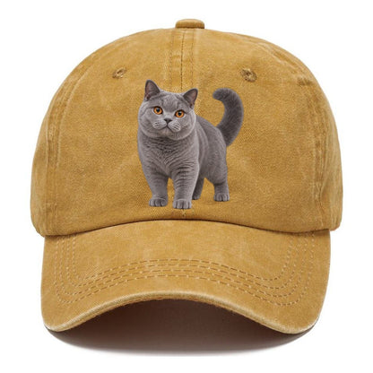 British Shorthair Standing Three Quarter Realistic Cat Portrait Classic Cap – Golden Harvest