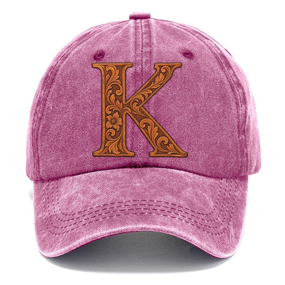 Tooled Leather K Monogram Classic Cap – Dusty Rose