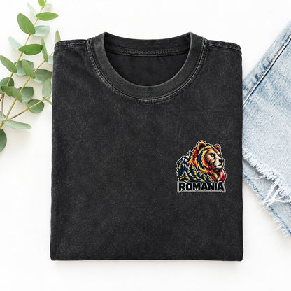 Romania Country Pride Left Chest Vintage T-shirt – Black